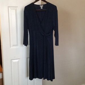 Chico’s Travelers Faux Wrap Navy Dress